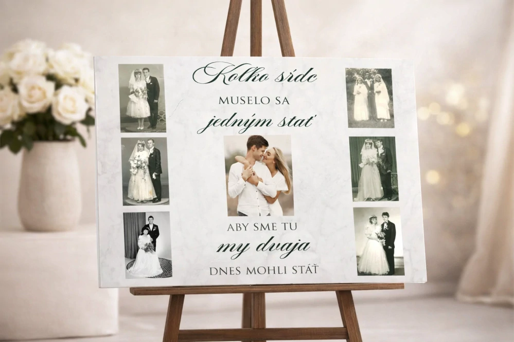 Uvítacia tabuľa- vlastný návrh z fotiek